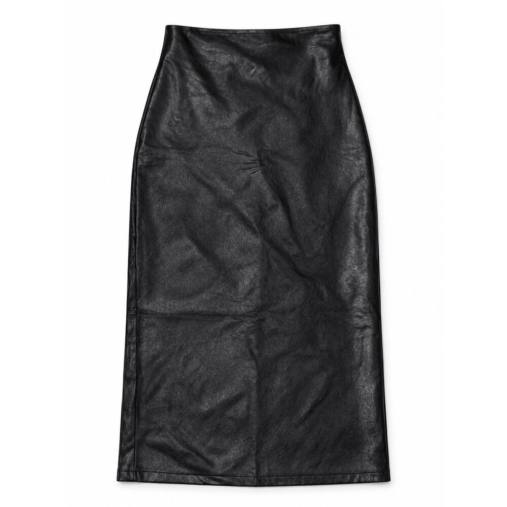 Commando Faux Leather Midi Pencil Skirt Black Size M High Rise Back Slit